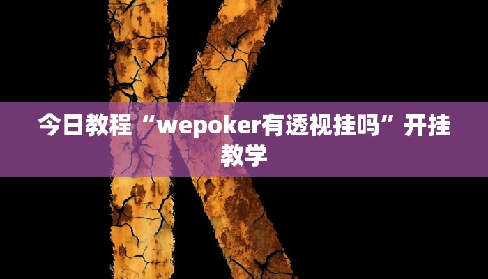 今日教程“wepoker有透视挂吗”开挂教学