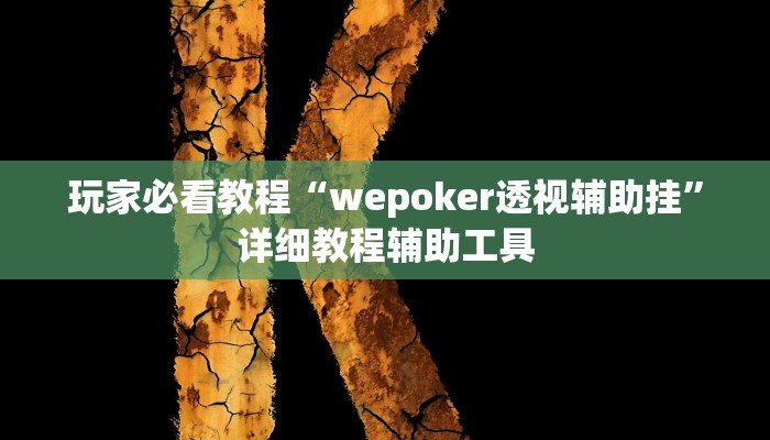 玩家必看教程“wepoker透视辅助挂”详细教程辅助工具