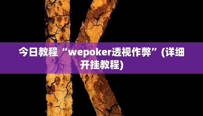 今日教程“wepoker透视作弊”(详细开挂教程)