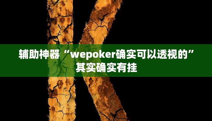 辅助神器“wepoker确实可以透视的”其实确实有挂