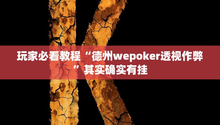 玩家必看教程“德州wepoker透视作弊”其实确实有挂