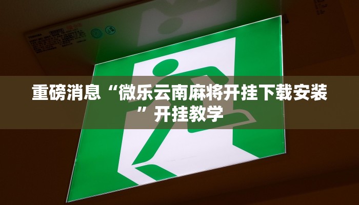 重磅消息“微乐云南麻将开挂下载安装”开挂教学