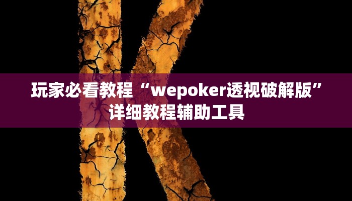 玩家必看教程“wepoker透视破解版”详细教程辅助工具