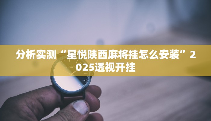 分析实测“星悦陕西麻将挂怎么安装”2025透视开挂