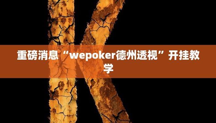 重磅消息“wepoker德州透视”开挂教学