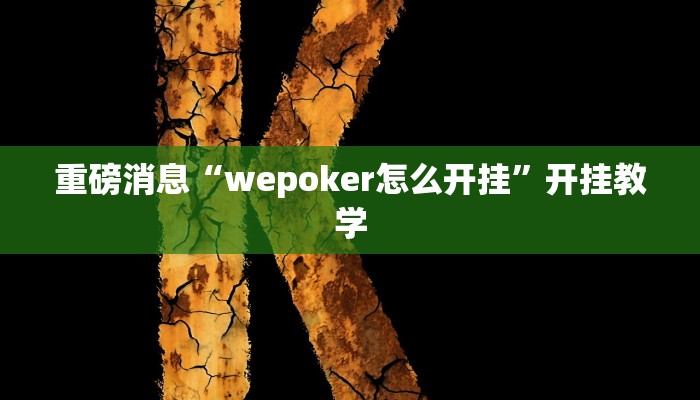 重磅消息“wepoker怎么开挂”开挂教学