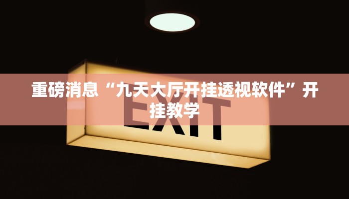 重磅消息“九天大厅开挂透视软件”开挂教学 重磅消息“九天大厅开挂透视软件”开挂教学