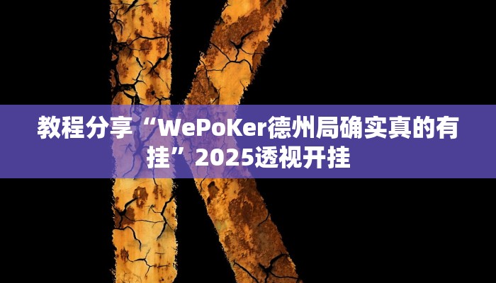 教程分享“WePoKer德州局确实真的有挂”2025透视开挂