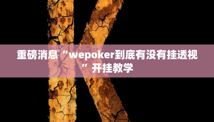 重磅消息“wepoker到底有没有挂透视”开挂教学