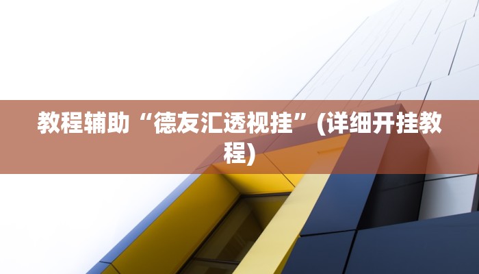 教程辅助“德友汇透视挂”(详细开挂教程) 教程辅助“德友汇透视挂”(详细开挂教程)