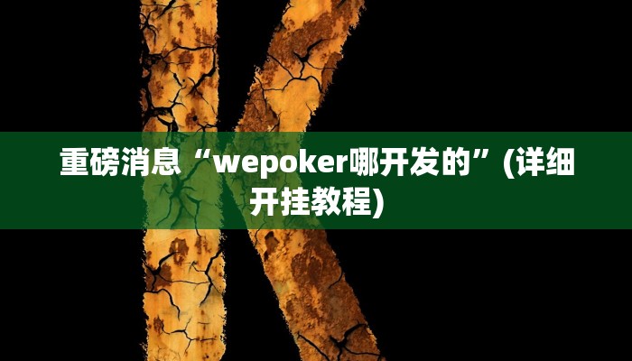 重磅消息“wepoker哪开发的”(详细开挂教程)