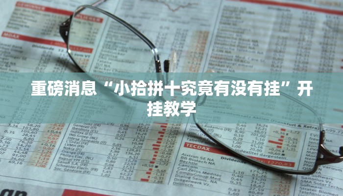 重磅消息“小拾拼十究竟有没有挂”开挂教学