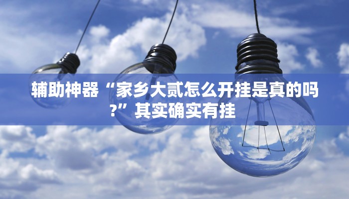 辅助神器“家乡大贰怎么开挂是真的吗?”其实确实有挂 
