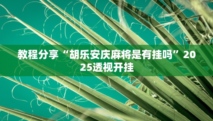教程分享“胡乐安庆麻将是有挂吗”2025透视开挂