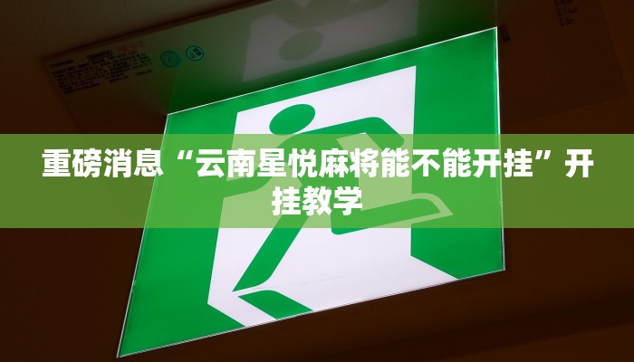 重磅消息“云南星悦麻将能不能开挂”开挂教学